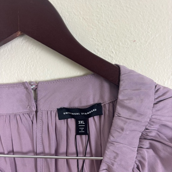 NWT Universal Standard Short Sleeve Shirred Neck Blouse Elderberry Womens Sz 3XL - Picture 7 of 8